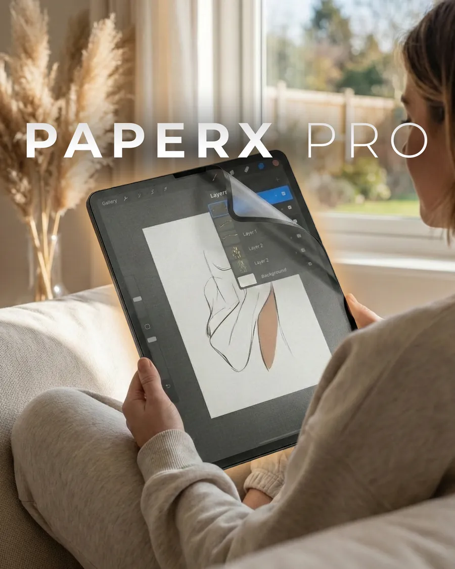 Drawing on an iPad with PaperX Pro on the sofa